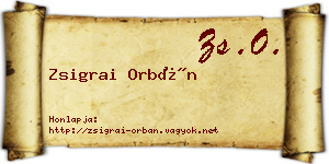 Zsigrai Orbán névjegykártya